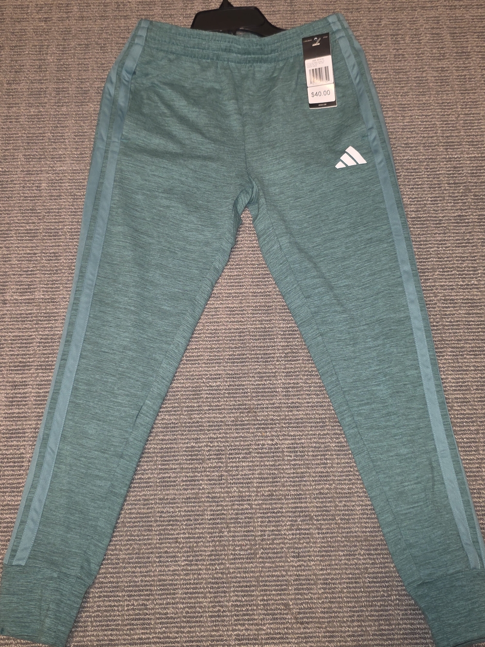 adidas Teal Green Kids Joggers with Side Stripes